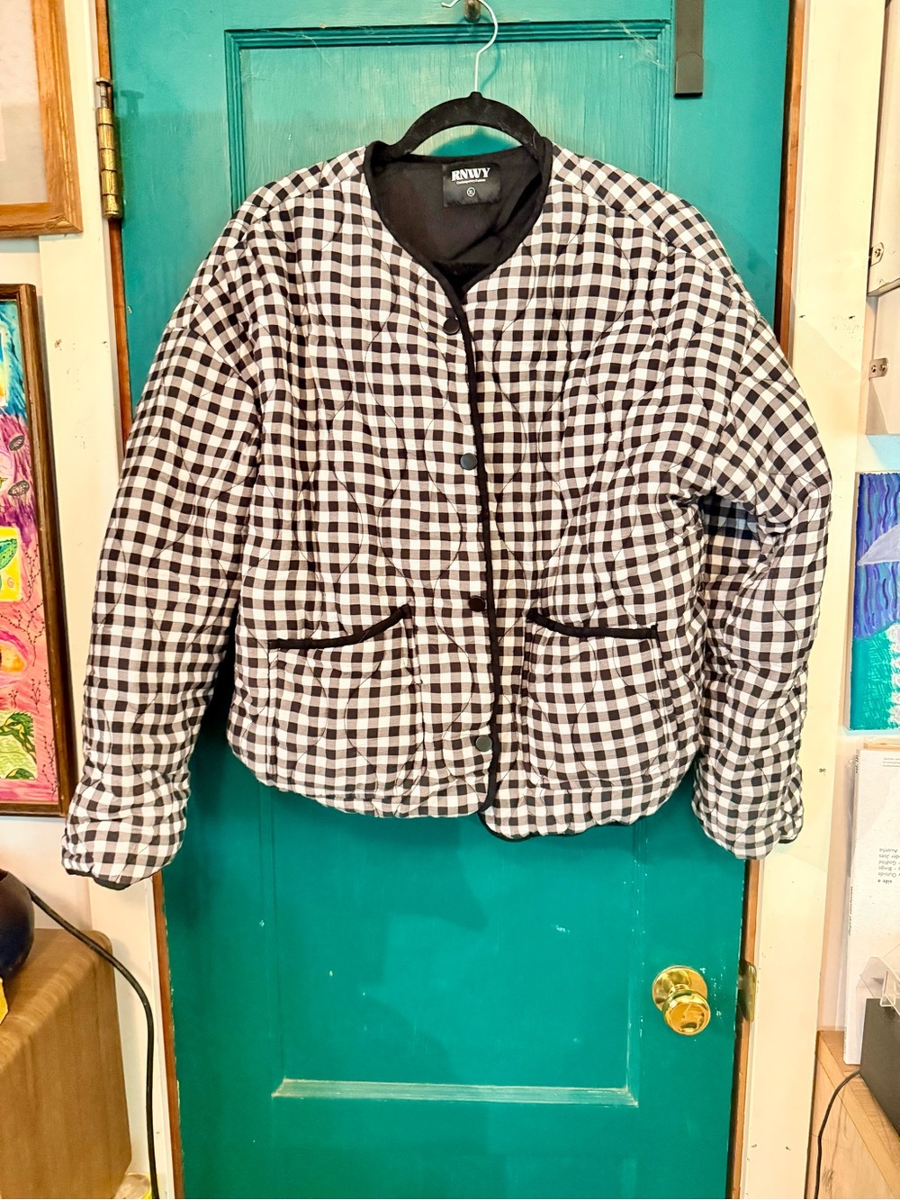 RNWY Black and White Gingham Quilted Jacket